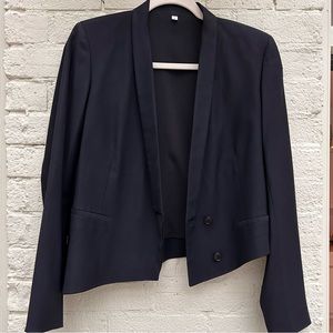 Helmut Lang asymmetrical black tailored blazer in size US 6.